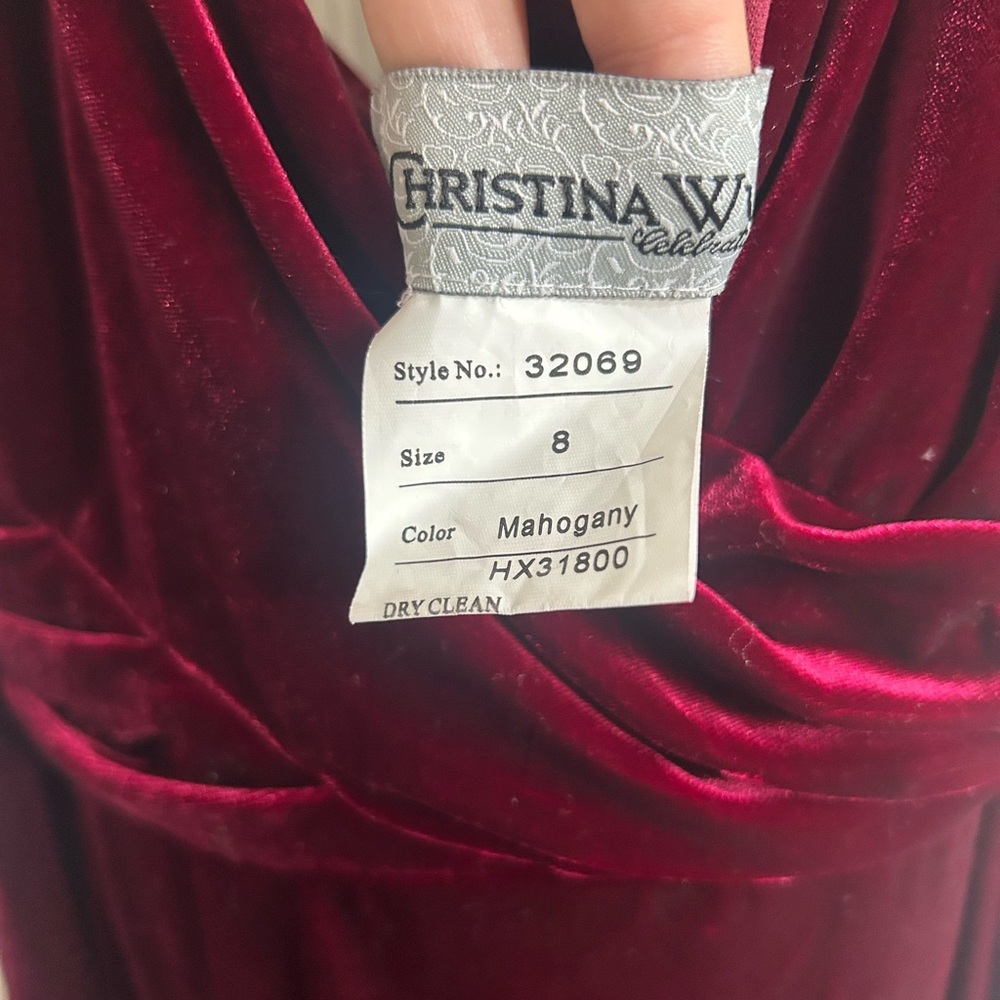 Christina Wu Velvet Gown in Deep Mahogany